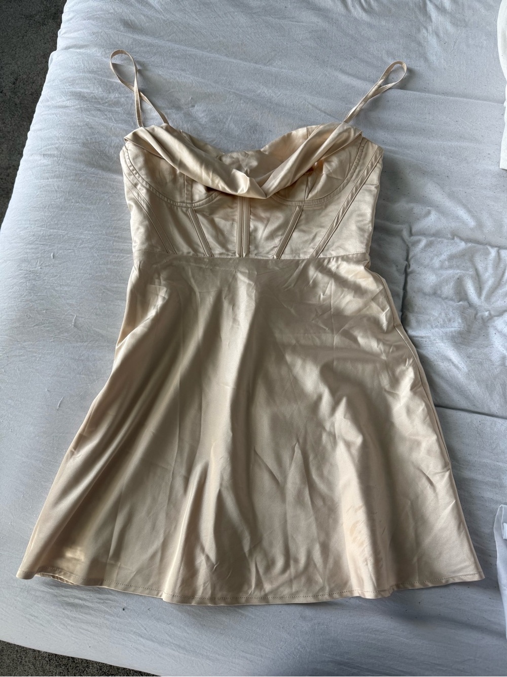Princess Polly Champagne Satin Mini Dress